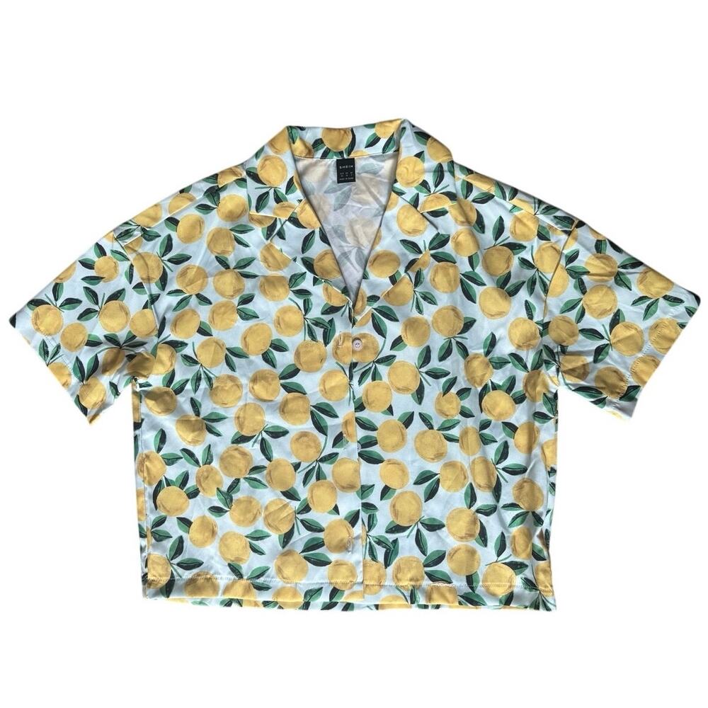 Fruit Print Button Top 🍋 Bright Summer Short Sleeve 🤍 Size 2